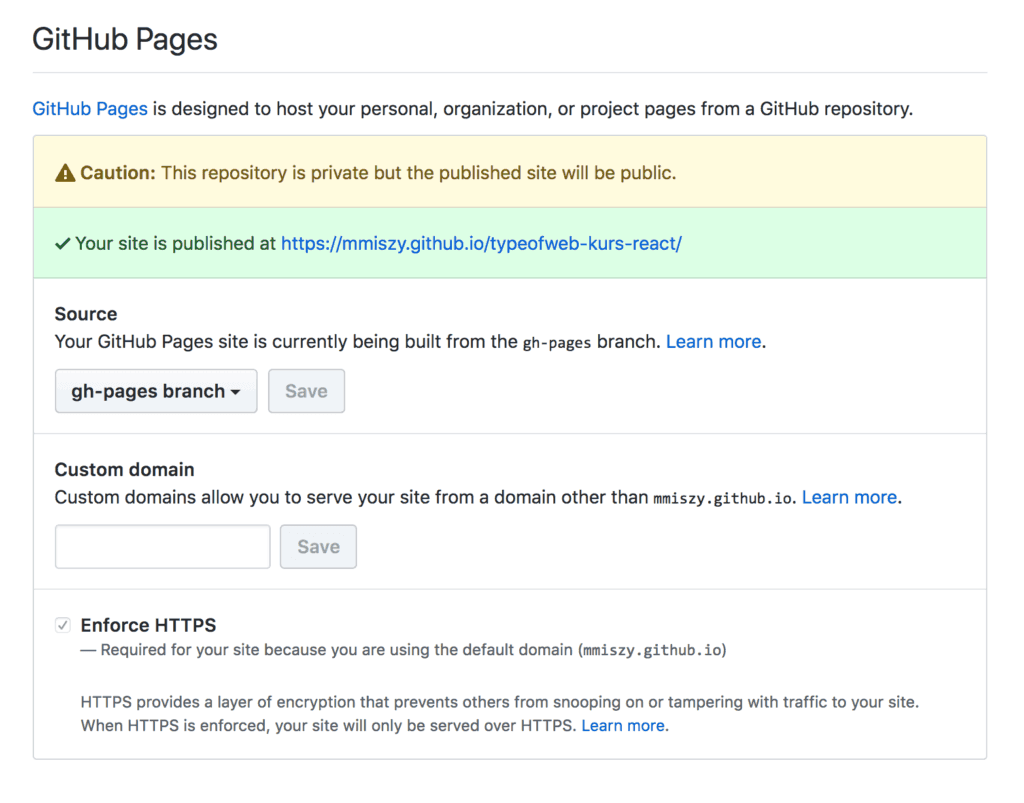 GitHub Pages i create-react-app